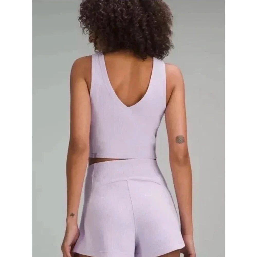 Lululemon Ribbed Softstreme Cropped Tank Top Lilac Ether Size 6 EUC